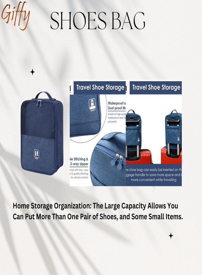 Giffy Shoe Bag, Pouch 3 in 1 Large Capacity Waterproof Durable Breathable Organizer Holder for Travel, Business Trips, Gym, Multi-Functional, Convenient to Carry Polyester Blue - Image 4